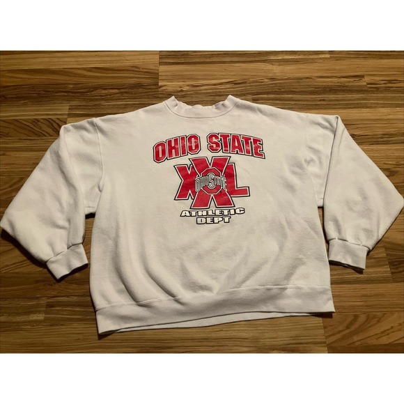 Vintage Ohio State Buckeyes Sweatshirt Mens XXL White Spell Out Logo - Picture 1 of 6